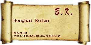 Bonyhai Kelen névjegykártya